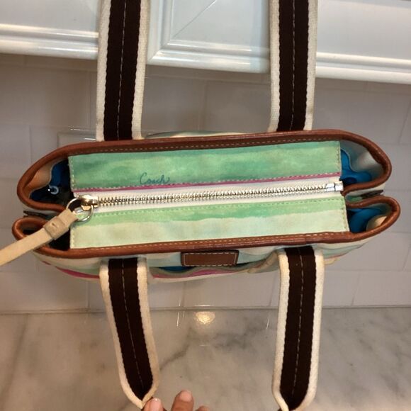 Coach Hampton Watercolor Pastel Stripes Small Mini Tote Handbag - Picture 11 of 16